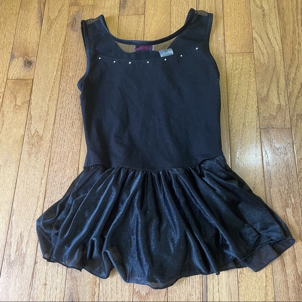 JACQUES MORET BLACK ONE PIECE SKIRT LEOTARD DANCE GYMNASTICS SIZE 12/14